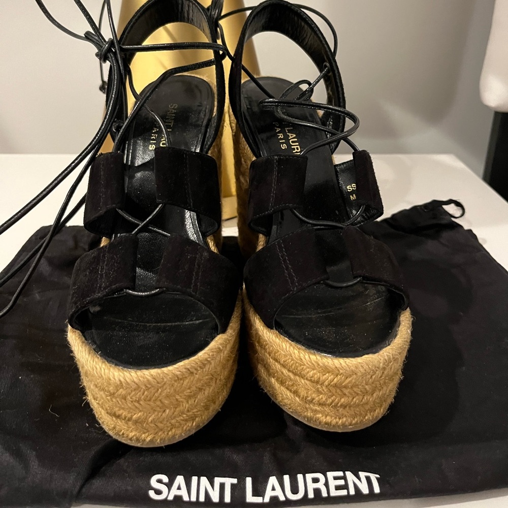 Saint Laurent Suede Espadrille wedges